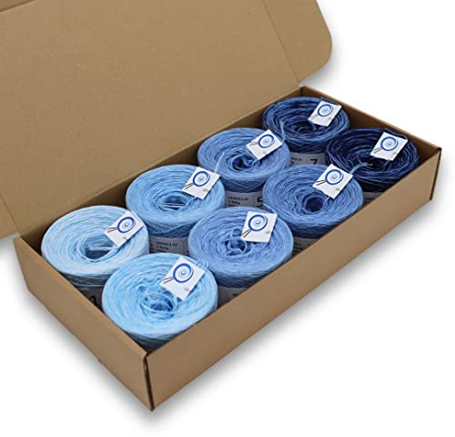 Farbverlaufsgarn, Wunderkiste 3-fädig 2.000m, (8 X 250m) 400g, BOBBEL Farbverlaufsgarn zum Stricken und Häkeln, Garn, Wolle, Yarn for knitting and crocheting (WU0053)