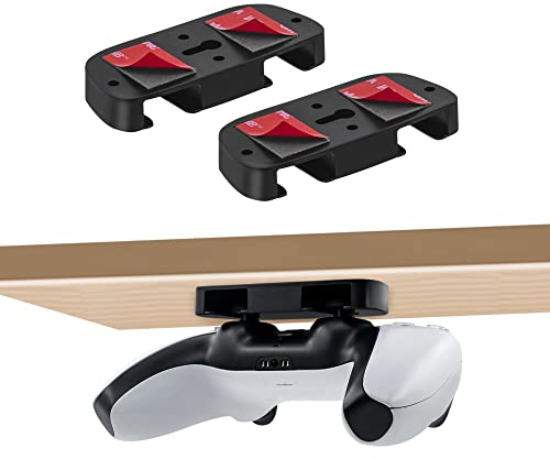 2PCS Support de Manette sous Le Bureau pour PS5, Horizontal Support de Table pour PS4, Game Manette Under Desk Mount Holder pour PS4/PS5 Manette Accessoires, Support de Bureau pour PS5