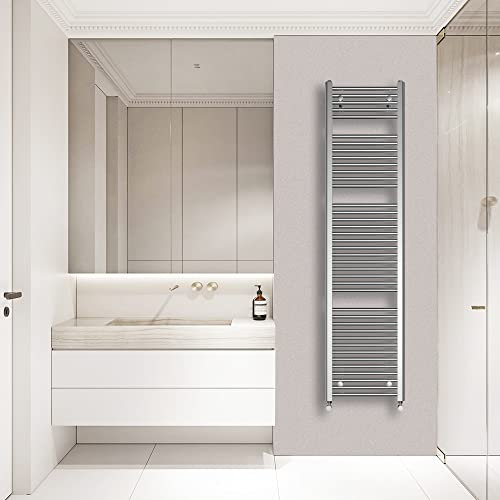 Warmehaus Straight Heated Towel Rail Radiator Ladder Chrome 1800x450mm Central Heating Radiators for Bathroom Kitchen