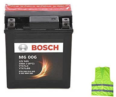 Kompatibel mit Aprilia Mojito 150 ab Baujahr 2003 bis 2008 Batterie Bosch YTX7L-BS M60060 Batterien 6AH Ampere 12V bereit für den Einsatz bereits Ladung Motorroller 114 x 71 x 131 mm