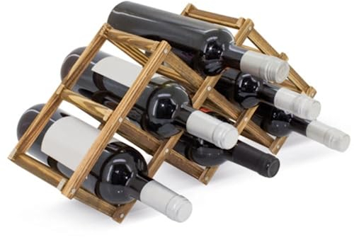 Weinregal aus Naturholz für Wein, faltbar, hohe Widerstandsfähigkeit, zur Aufbewahrung von 6 Flaschen, 44 x 25 x 12,5 cm, Organizer für Wohnzimmer oder Küche