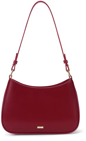 GETERUUV Damen-Halbmond-Umhängetasche, Retro, Y2K, modisch, rot, schicke Hobo-Handtasche, Leder, rote Tasche, A1, Weinrot, Small