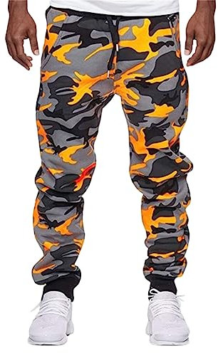 Calzamaglia Termiche Mimetica Fitness Pantaloni Casuali Sport Shot Men's Pantaloni Braghe Termiche Calzamaglia per Compatible with Moto Pantaloncini Cotone (Orange, XL)