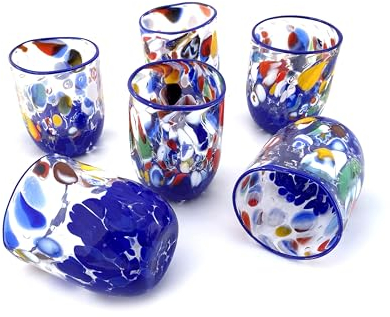 MAZZEGA ART & DESIGN 6 Sonderedition Gläser aus Muranoglas - TINTORETTO (Blau, 6)