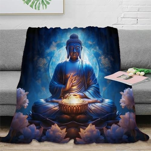 Strunt Buddha Flanell-Fleece-Decke Weiche Kuschelige 3D Buddha Bedruckte Für Erwachsene Kinder Bedruckte Plüsch-Decke Für Bett Und Couch 60x80inch(150x200cm)