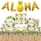 Décorations De Fête Luau Hawaïennes - Fournitures Aloha Avec Assiettes En Papier, Nappe En Herbe, Serviettes, Gobelets En Carton, Ballons Pour L'été
