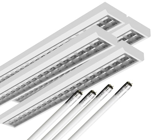 ELG Leuchten 4x LED Rasteranbauleuchte 150cm 1-flammig inkl. 4x 24 Watt 4000lm (6500K) (Tageslicht) 166 lm/W Daylight Büroleuchte optional Pendelleuchte