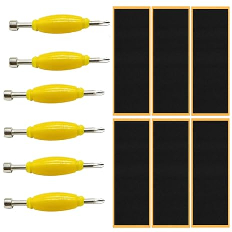 Rordigo 12er-Pack Griffbrett-Griffband, Klebriger Schaumstoff-Aufkleber, Schraubendreher-Werkzeug, Steckschlüssel für Finger-Skateboards