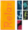 Pure Label Strandtuch 90x180 cm | Velour Strandlaken aus 100% Baumwolle | Pflegelichtes, saugstarkes Strandhandtuch mit Relax Schriftzug (Orange/Gelb)
