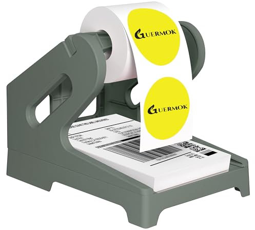 Guermok Porta etichette termiche per rotoli e adesivi pieghevoli a ventola, adesivi fragili per spedizione, supporto per etichette da scrivania, supporto per stampante da tavolo, accessori per casa e