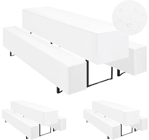 Teruntrue Bierzeltgarnitur Set 3tlg. wasserdichte Hussen für Bierzeltgarnitur 220 x 70cm – 3 Husse Biertisch + 6 Bierbank in Weiß - Biertischhusse Bierbankhusse Biertisch – 220x70cm Weiß