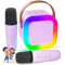 Karaoke Maschine Kinder IROO Mini Karaoke Maschine mit 2 Mikrofonen, Mädchen Mikrofon Kinder Geschenke für Kinder Tragbarer Bluetooth-Lautsprecher mit Stimme wechselnde Effekte und LED-Lichter(Lila)