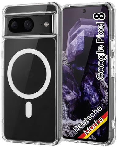 JProtect für Google Pixel 8 Hülle mit MagSafe kompatibel - Stoßfeste & Magnetische Handyhülle für Pixel 8 Transparent/Durchsichtige Case für Google 8 Hülle Magnet