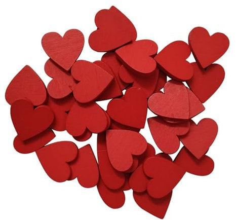 200 Stück Rote Liebesholzstücke, Herzförmige Dekoration, Rotes Herz, Rubin-Hochzeitsdekoration, Muttertagsdekoration, Kleine Herzdekoration Aus Holz
