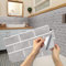 BUYBLIFE Grey Kitchen Tile Stickers, 12PCS Brick Bathroom Self Adhesive Peel and Stick Wall Stickers Vinyl Splashback Wall Stick on Tiles for Home Decor 15x30 cm