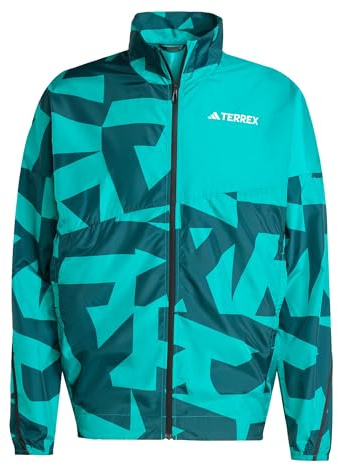 adidas Men's Terrex Multi Printed Wind Jacket, Pure Teal/Aurora Ivy, XXL