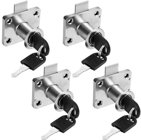 Cerradura de Cajones de Oficina 4 Piezas Cerradura Taquilla Cerradura Del Escritorio Cinc Aleación Cam Cerradura de Seguridad para muebles, gabinete, buzón