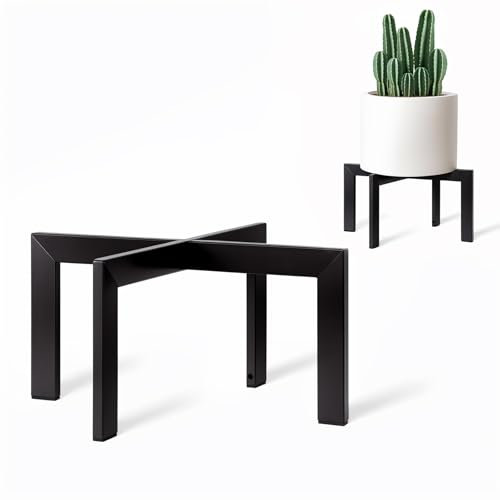 IZIDDO Pflanzenständer für drinnen und draußen, Metall-Topfständer, moderner Pflanzenhalter, Rattan-Blumen-Pflanzenhocker, niedrig, kurzer Pflanzenständer für den Innenbereich, passend für 12,7 - 30,5