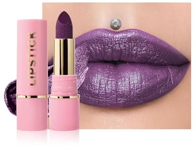 Diamond Shimmer Lippenstift, Lila Glitzer Hydrating Lipstick, Smooth Creamy Texture, Langlebig Wasserfest, Non-Stick Cup, Hochpigmentierte Metallic Lip Balm Lippen Makeup, Geschenke für Frauen-07