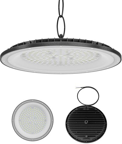FIVMEN UFO LED Hallenstrahler 300W Industrielampe Werkstattlampe IP65 Wasserdicht 6000-6500K Kaltweiß Ultradünne Industriebeleuchtung Hallenbeleuchtung für Fabriken Garage Lagerhaus