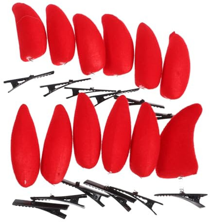 FRCOLOR 12St Haarnadel aus Horn Halloween-Spinnen-Stirnband Teufelshorn Haarnadeln Kostüm Halloween-Haarspange Cosplay Haarspanner gotische Haarspangen Hörner Haarspange Beflockung rot