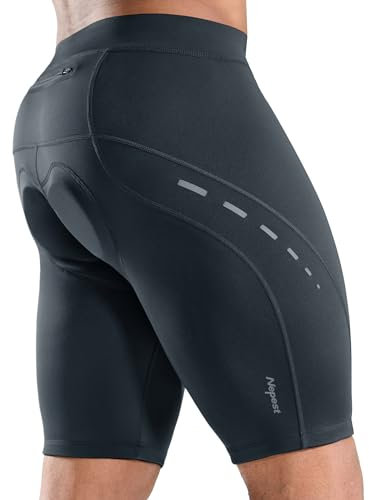 Nepest Radlerhose Herren mit Sitzpolster 4D Radunterhose Kurz Radfahrerhose Atmungsaktiv Fahrradhose 4-Wege-Stretch Profi-Radhose Drak Grau,XL