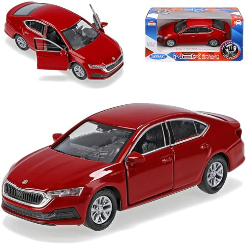 Welly Skod. Octavia IV Limousine Rot 4. Generation Ab 2019 ca 1/43 1/36-1/46 Modell Auto mit individiuellem Wunschkennzeichen