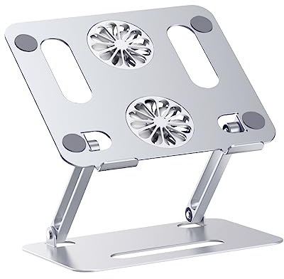 Operitacx Base Raffreddamento Per Laptop Doppia Dispositivo Raffreddamento Silenzioso Supporto Regolabile in Lega Alluminio Cuscinetti in Antiscivolo Per Dispositivi