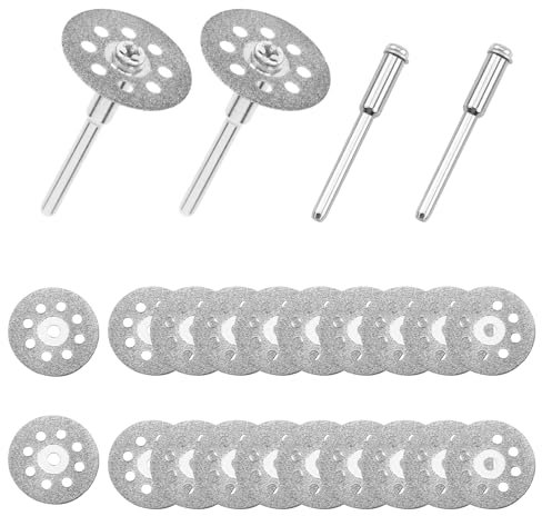 20 Piezas Mini Discos Diamante, Disco de corte de diamante & Mini Hoja de Sierra Circular para Dremel con Vástago de 3 mm para Cortar Piedra, Vidrio, Cerámica, Metal