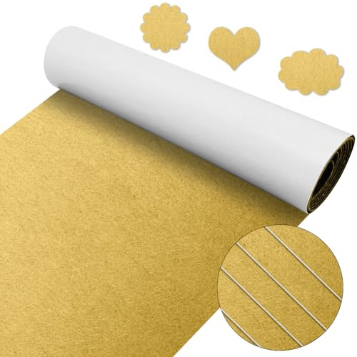 220x40 cm Feltro autoadesivo con ago sul retro, EUBSWA Fogli di feltro adesivo in tessuto per rivestimento di scatole fai-da-te, cornici, piedi di sedia, 1 mm di spessore (Giallo chiaro)