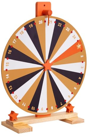 WDKXCN Glücksrad Zum Drehen, 37 cm Glücksrad Spielzeug, 24 Slots,mit Bode Und Löschbaren Stift, Glücksrad Kaufen, Gluecksrad Gluecksrad, Glücksrad Holz für Karnevalspartys Wortspiele,Weihnachten