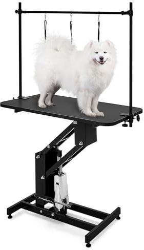 Hydraulischer Hundefriseurtisch höhenverstellbar – Profi-Groomingtisch 110×61 cm, MDF-Platte, stabil & rutschfest – Für Baden, Schneiden & Stylen mit Stil