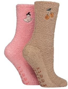 SockShop Wildfeet Ladies Lounge Socks - Embroidered, Cosy and Warm in a Multipack of 2 Size 4-8