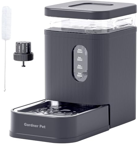 Gardner Pet 6,5L Automatischer Wasserspender mit Edelstahlschüssel | Schwerkraft-Tränke, Futterautomat für Hunde und Katze, Große Kapazität, BPA-frei, Keine Elektrizität, geräuschlos