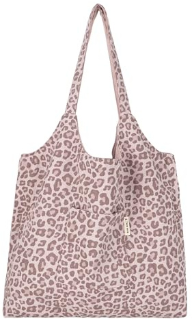 Meliyya Vintage Leopardmuster Schultertasche Shopper Kunst Wildleder Doppelseitig Nutzbar Damen Große Tragetasche, Rosa