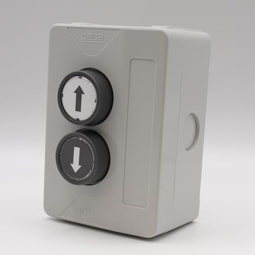 GEBA KDT 2V V2 (200.2102.A1) - Bouton poussoir universel montée/descente pour Portail/Porte sectionnelle/Rideau métallique - IP65 - Contact sec + 1 Goodies DOMOBIP