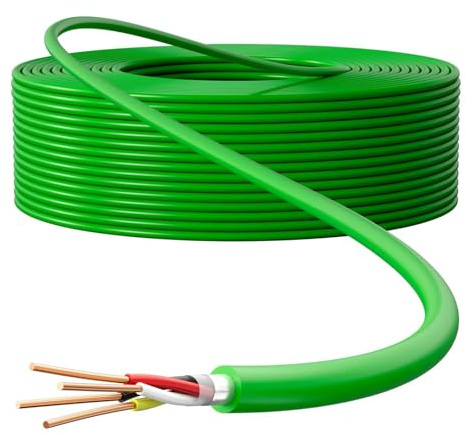 Lumonic Cavo bus premium 2x2x0,8 mm 25m | Completamente in rame OFC, schermato | verde con marcatura a metri | Casa intelligente, rete, controllo, automazione degli edifici