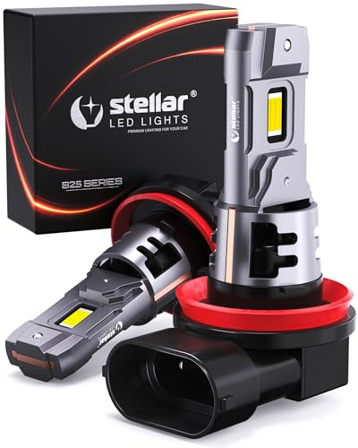 Stellar Lampe H11 – 6500K Diamond White, +200% Helligkeit, 1:1 Halogen Größe, Halogen-Brenner-Ersatz, IP68 Wasserdicht, 3-Min Plug & Play, 1 Jahre Garantie, 1 Paar