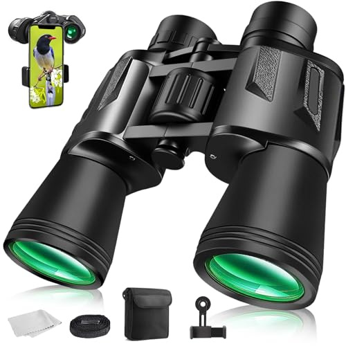 20x50 High Power Binoculars for Adults Bird Watching,Waterproof Binoculars Telescope with Clear Vision, BAK4 Prism, FMC Lens, Ideal Essenstials for Travel Camping Hiking Football Games Black