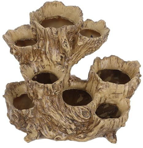 DIYEAH Pot de Fleur Jardin en Résine Légère Style Racine d'arbre Rustique Huit Trous pour Cactus et Succulentes Décor Salon ou Jardin