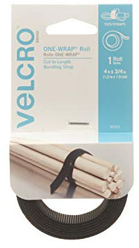 VELCRO Brand ONE-WRAP Bundling Ties – Reusable Fasteners for Keeping Cords and Cables Tidy – Cut-to-Length Roll, 4ft x 3/4in, Black