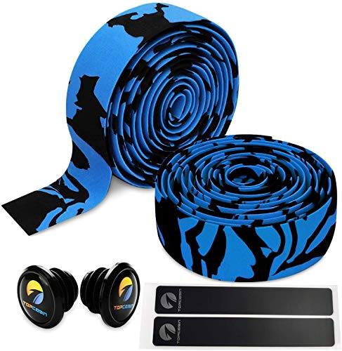TOPCABIN Camouflage Series Comfort Gel Road Bike Handlebar Tape Bike Bar Tape with Reflective Bar Plugs