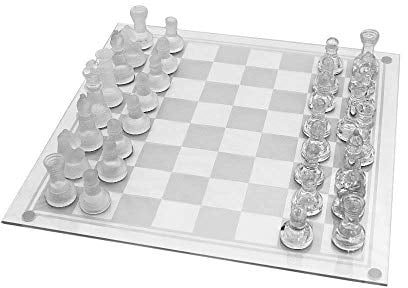 Chess Set: 32 Pieces Glass Frosted Traditional Chess Game for 2 Players, Age 8+