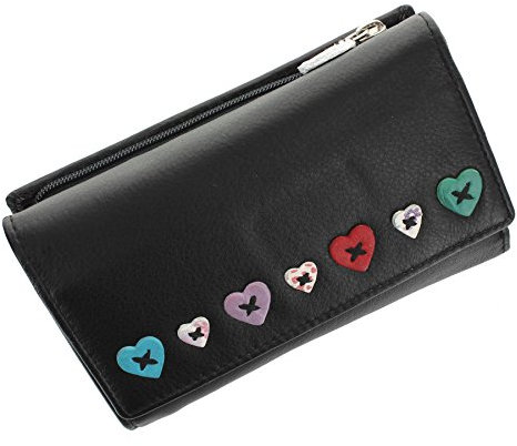 Mala Leder Lucy-Kollektion, Geldbörse Geldbeutel, weiches Leder, dreifach gefaltet, mit RFID-Schutz 3235_30 Schwarz