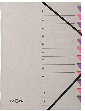 Pagna 44312-10 Ordnungsmappe 12 Fächer Easy Grey 1-12 lila