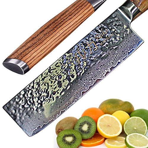 Ruka Nakiri-Messer - Damaststahl Küchenmesser 17 cm - rostfrei - sehr scharfe Klinge - Extreme Härte - langlebig - handgefertigt - mit Geschenkbox