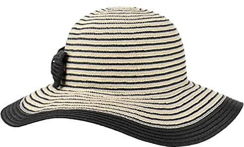 Lipodo Capeline Amina Stripes Femme - Chapeau d'été de Plage Soleil Été Printemps-été - Taille Unique Noir