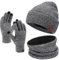Bequemer Laden Wintermütze Herren Strickmütze, Rundschal, Touchscreen Handschuhe - Sets, Warme Handschuhe Winterschal und Mütze mit Fleecefutter, Grau, one size