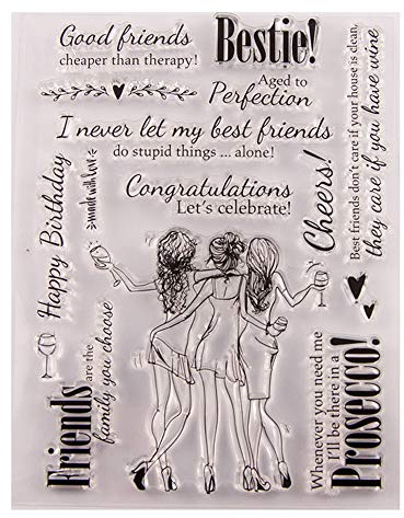 arriettycraft Bestie Cheers Friends Party-Stempel, Gummi, transparent, für Scrapbook/Foto, dekorative Kartenherstellung, transparenter Stempel