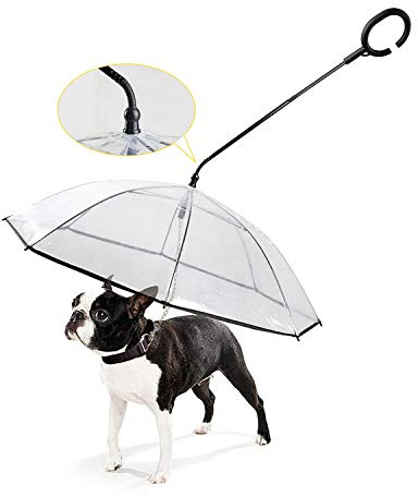 PETCUTE Hund Regenschirm Wasserdicht Regenschirm für Haustiere mit Leine für spazierender Hund in verregneten Tagen
